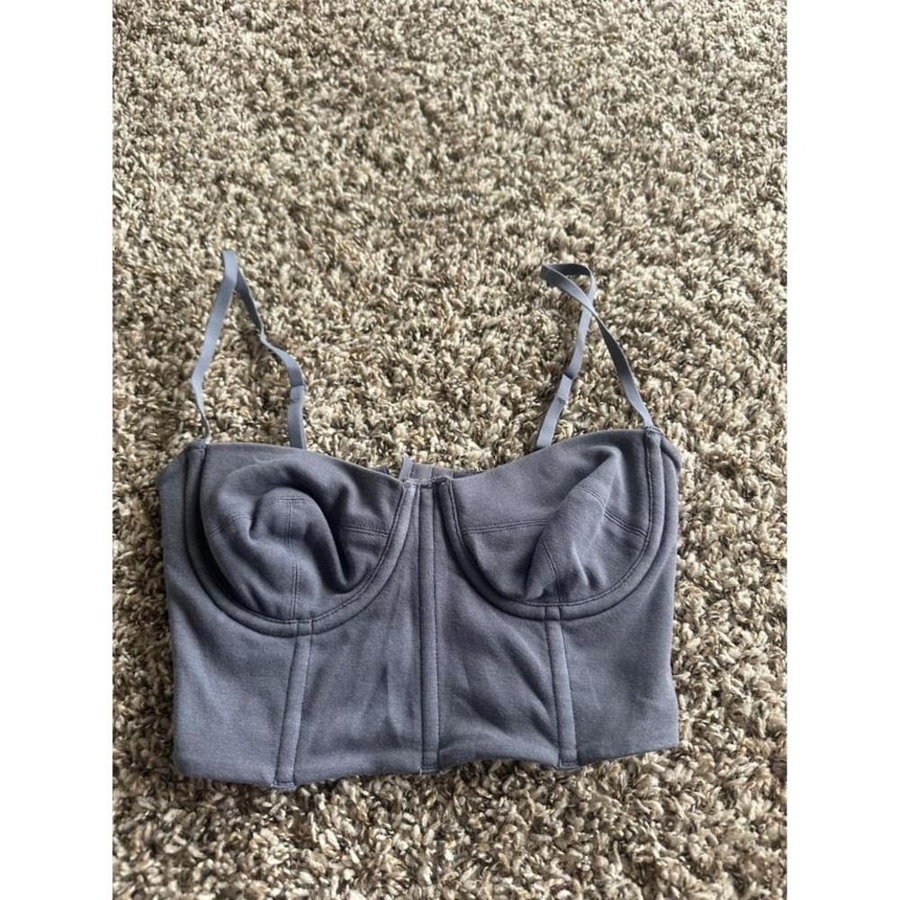 Skims XXS Corset Style Crop Top Grey Bustier Bra Tank Summer Festival